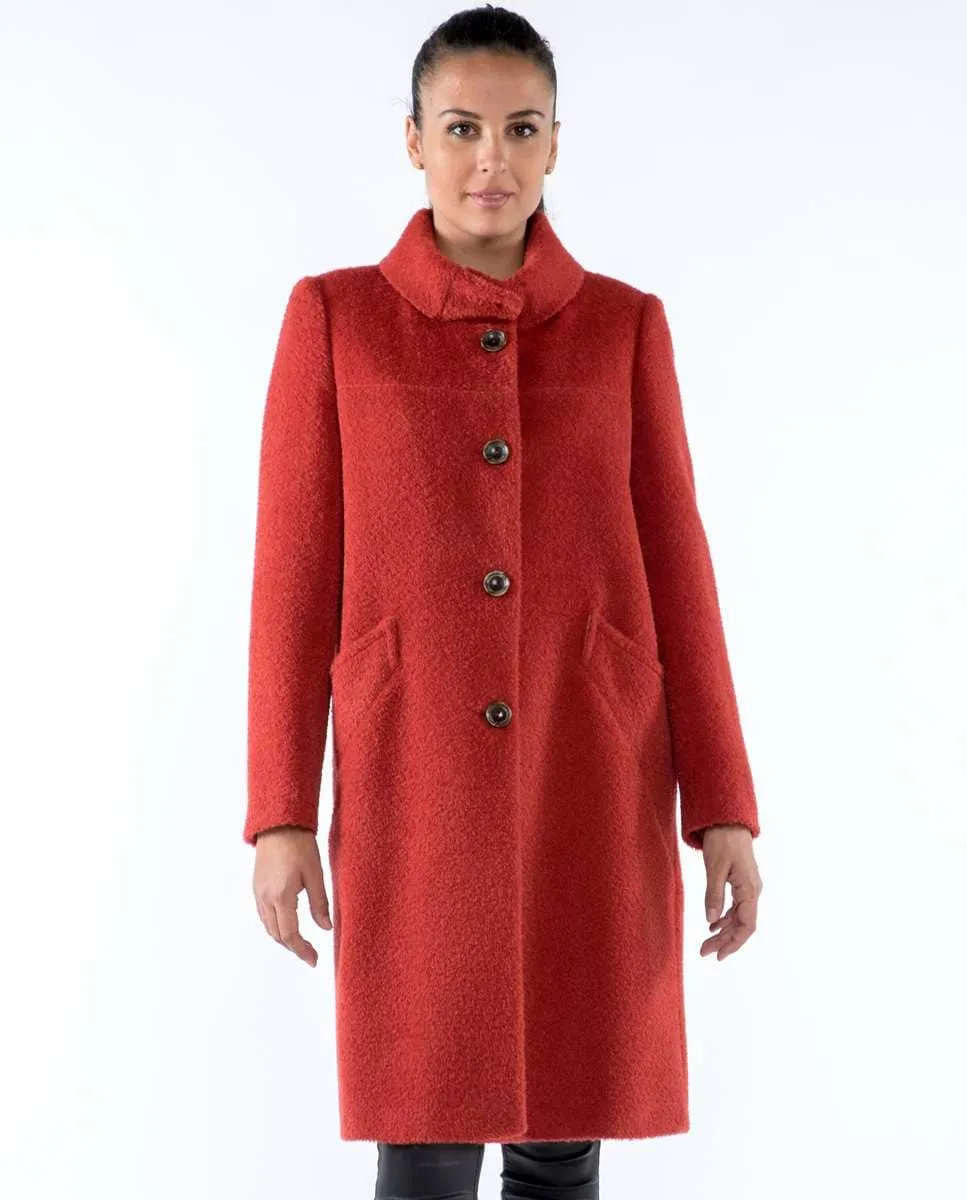 

Длинное женское пальто с отворотным воротником и рукавами-классика Fsh, красный