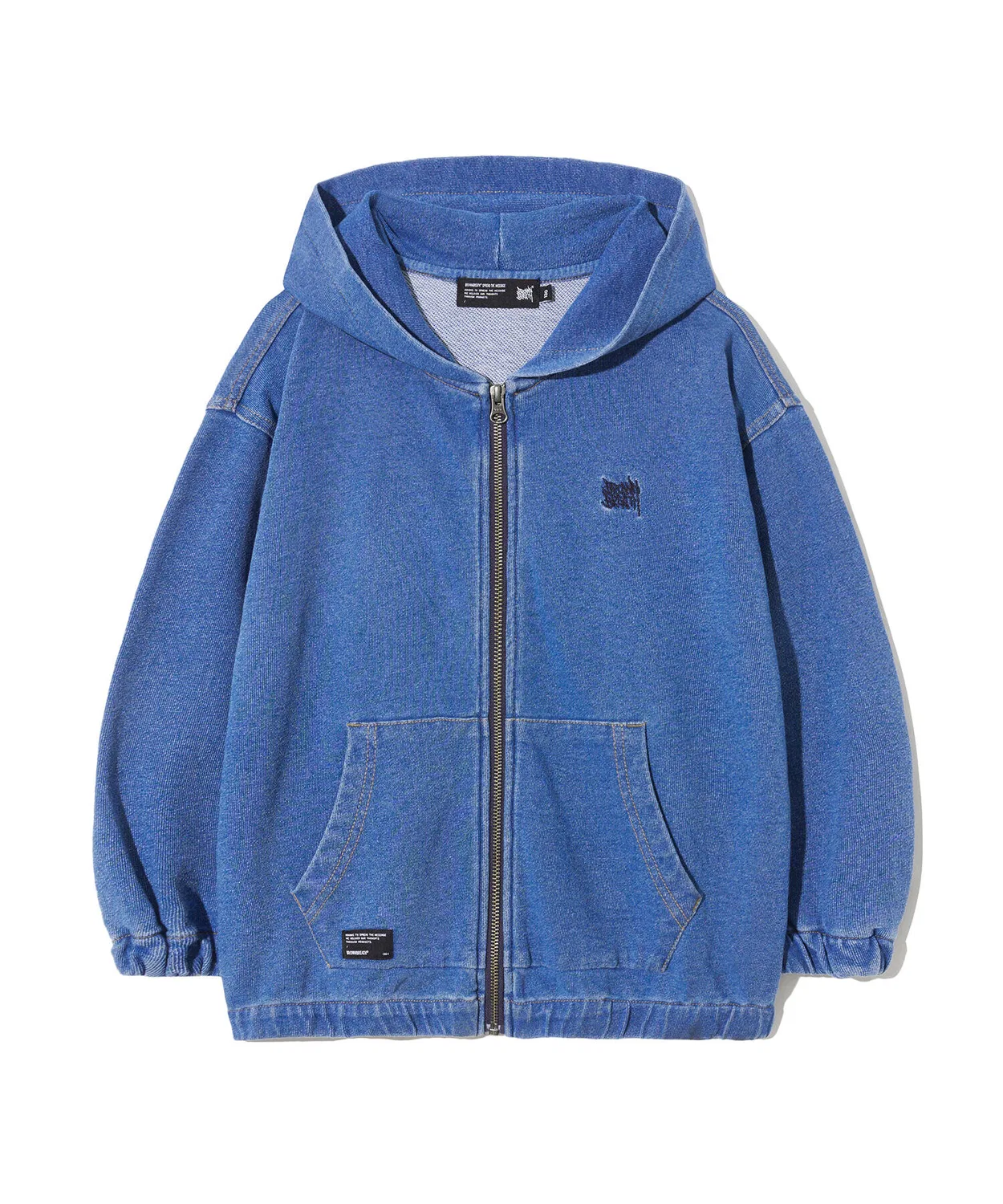 Детская джинсовая куртка с капюшоном синяя от Brownbreath Kids — фото 2
