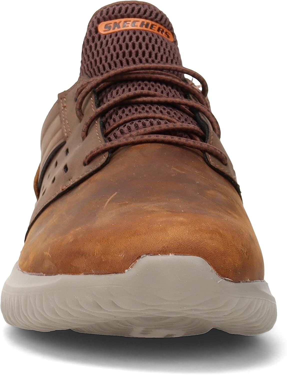 Мужские кеды Skechers Streetwear Delson 3.0 - Ezra с кожаными шнурками-бинджи, на облегченной подошве, коричневый — фото 4