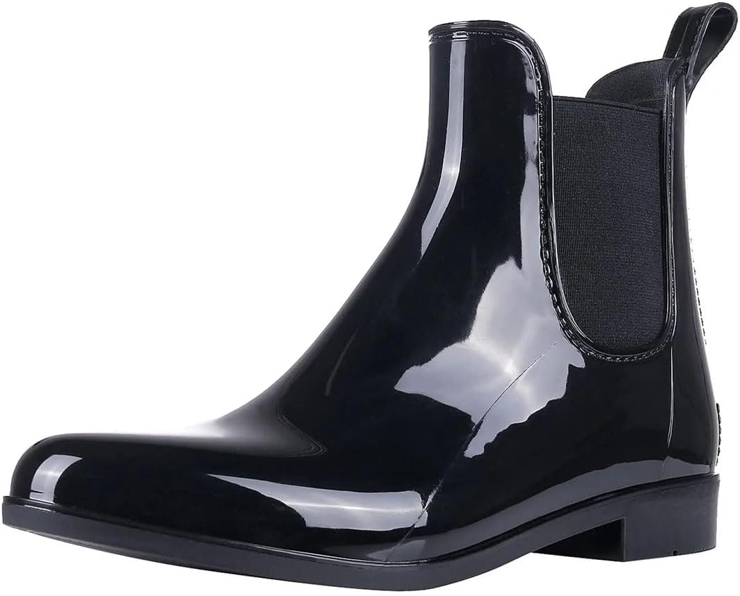 

Женские резиновые водонепроницаемые короткие ботинки до щиколотки, мужские дождевые сапоги Generic, черный