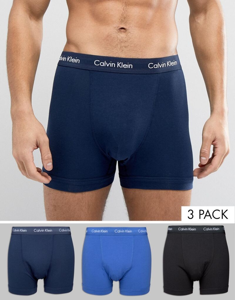

Разноцветные трусы Calvin Klein Cotton Stretch из трех предметов