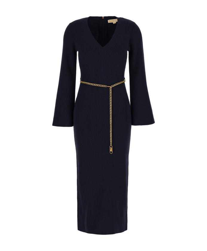 

Платье миди из смесовой шерсти с поясом Michael Kors, синий