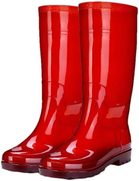 

Мужские водонепроницаемые ботинки с высоким голенищем для кухни, зимние резиновые сапоги, силиконовые дождевые ботинки для работы в саду на улице Rfmfkkg, красный