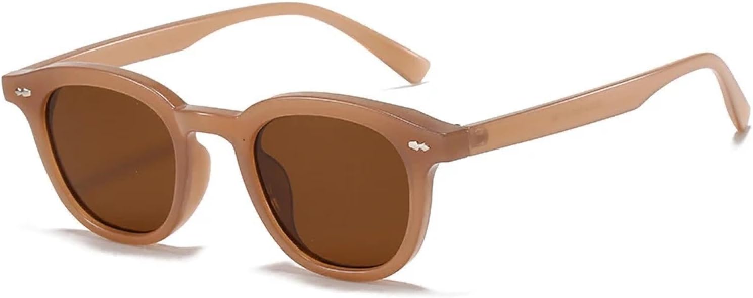 

Модные круглые солнцезащитные очки для женщин в винтажном стиле с заклепками, декоративные, желейного цвета, солнцезащитные очки с защитой от УФ-излучения UV400 TKKTLLT, Jelly Tea Tea