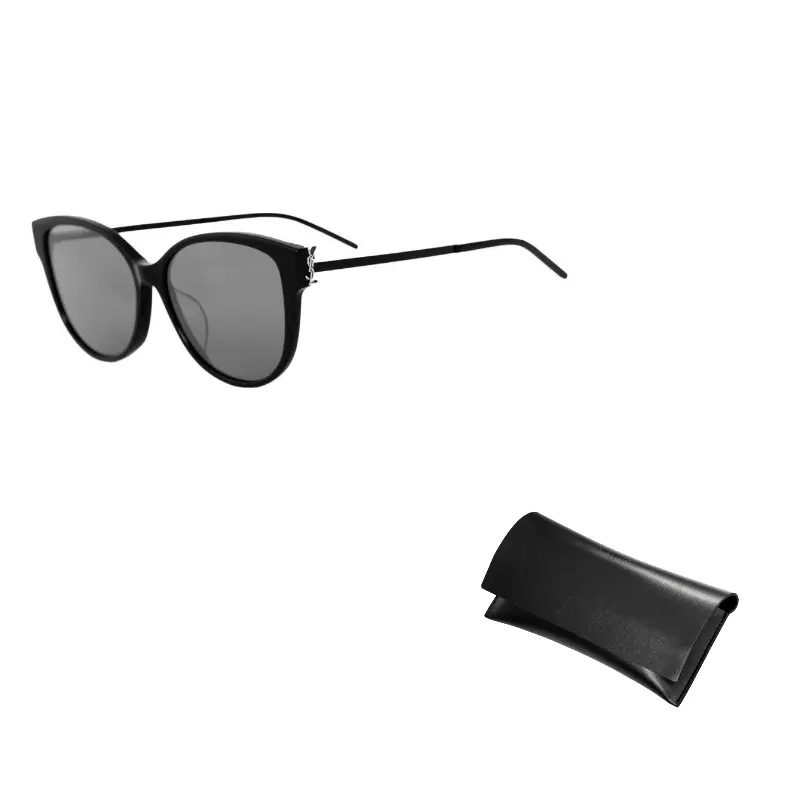 

SAINT LAURENT Овальные солнцезащитные очки женские черные