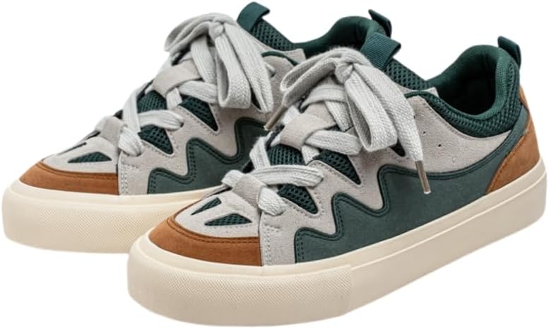 

Мужские стильные кроссовки из канваса с многоцветным дизайном, верх из дышащей сетки, низкие шнурованные кроссовки для повседневного ношения и уличного стиля, подходят для всех сезонов для комфортной носки Hoalox, зеленый