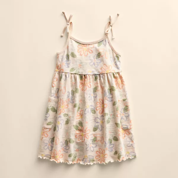 

Органическое платье с карманом и бантом для девочки Baby & Toddler Little Co. By Lauren Conrad, цвет pink painted flowers