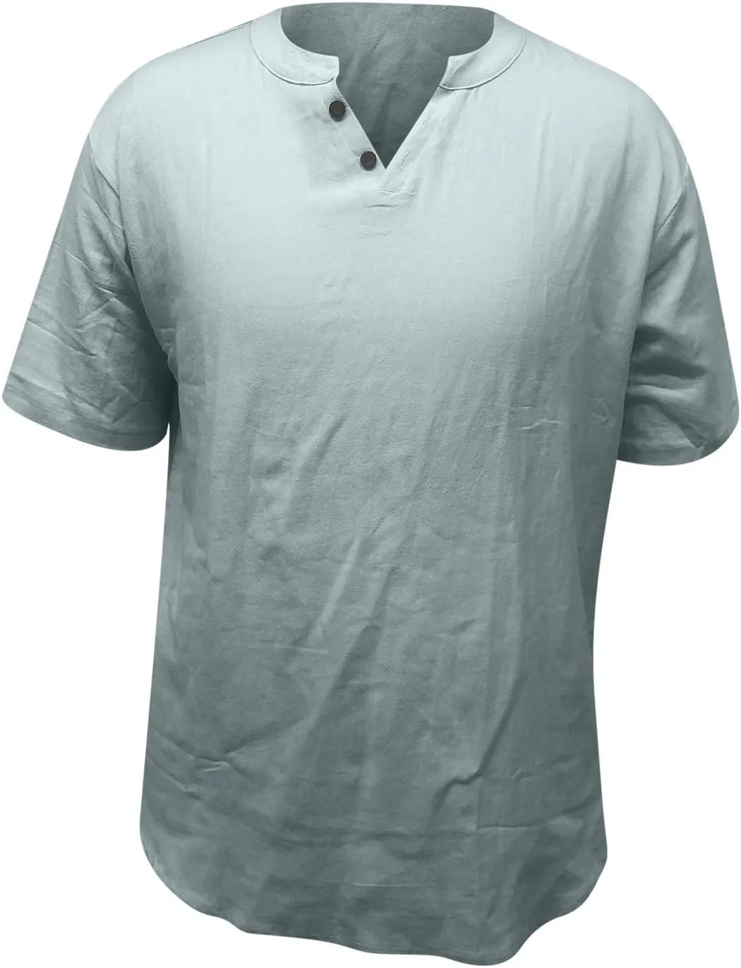 

Мужская льняная рубашка-поло V-образного выреза с коротким рукавом QUNPIU