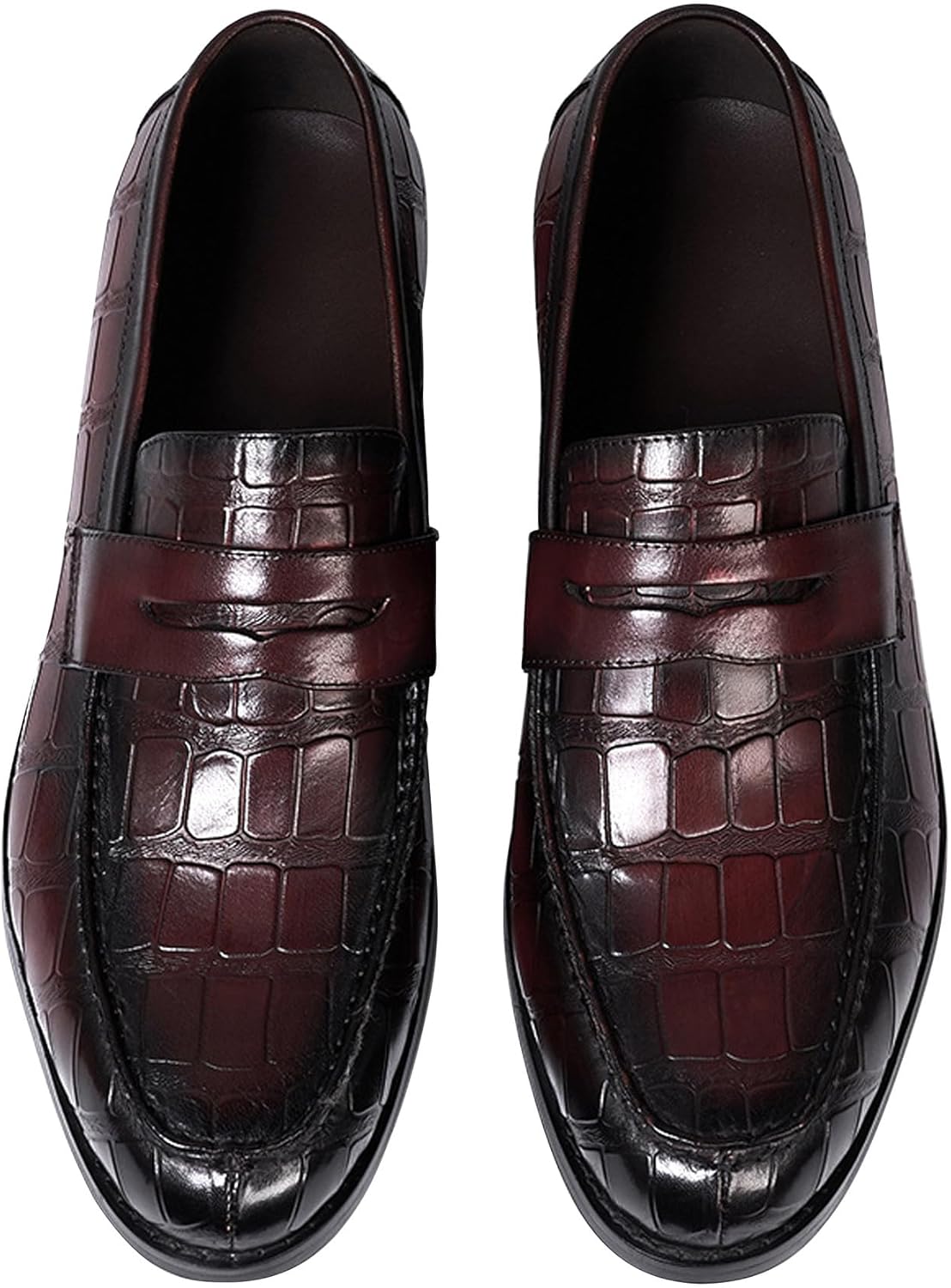 

Мужские лоферы Santimon Mens Penny, формальные туфли на утяжке, из натуральной кожи с закругленным носком, мокасины для бизнеса и повседневной носки, для выпускного, свадьбы, комфортные модные туфли под смокинг для мужчин, красный