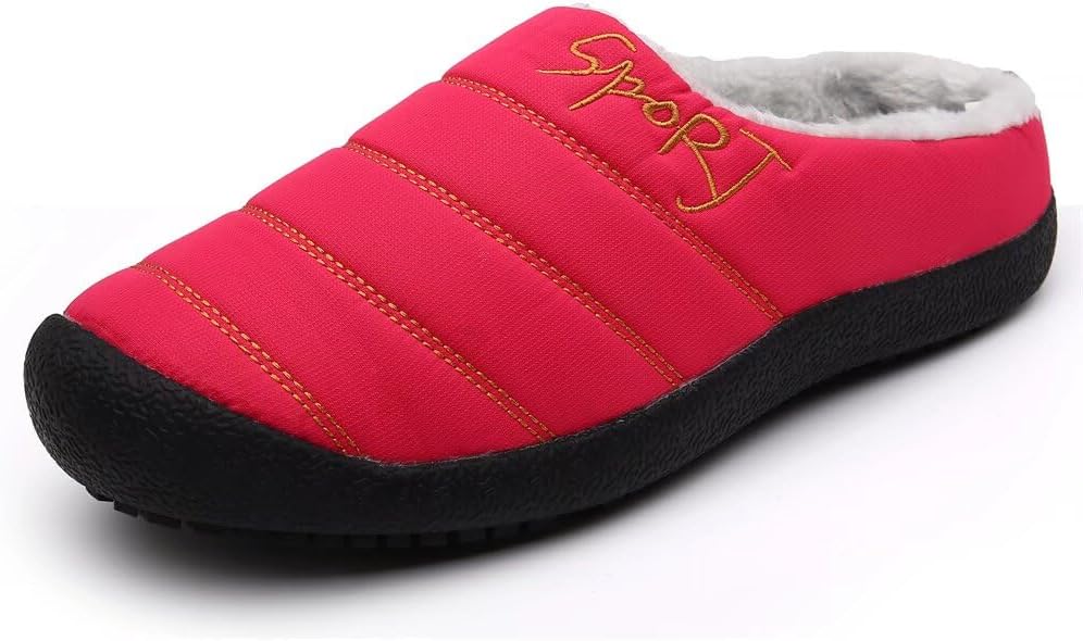 

Мужские и женские водоотталкивающие теплые хлопковые тапочки для дома и улицы в холодную погоду Zonkacen, красный