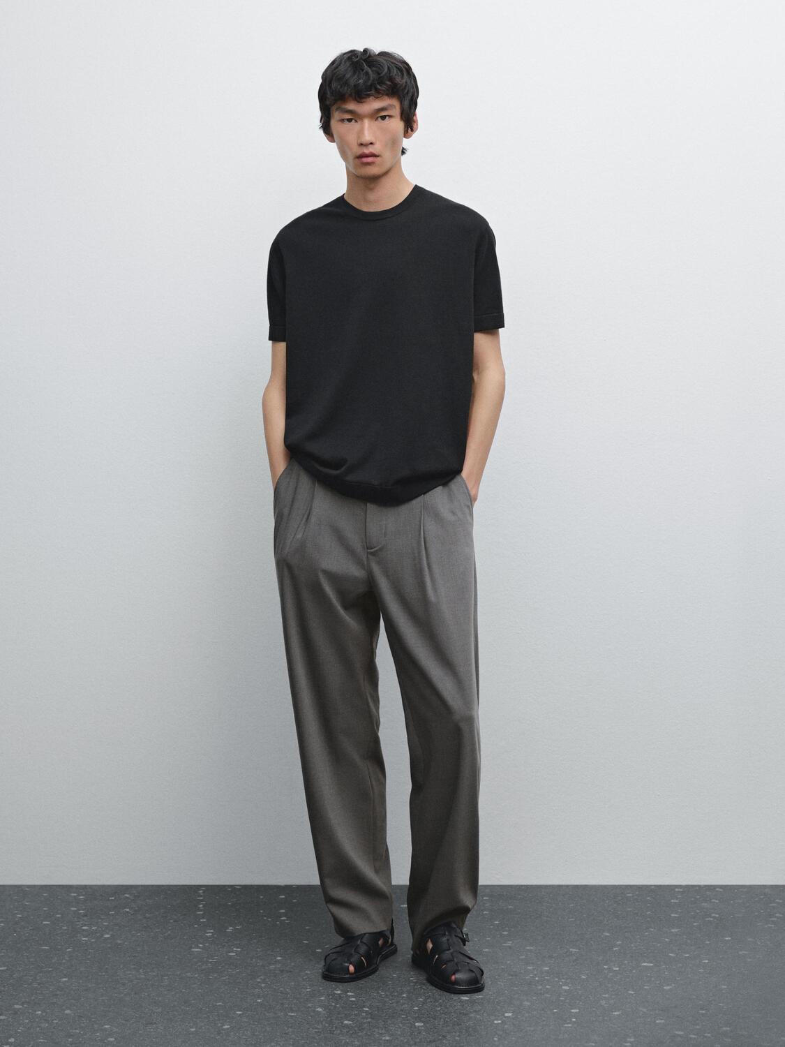 

Брюки свободного кроя с вытачками Massimo Dutti, серый