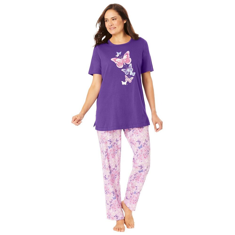 

Женская пижама с рисунком Dreams & Co. больших размеров, цвет Plum Burst Floral