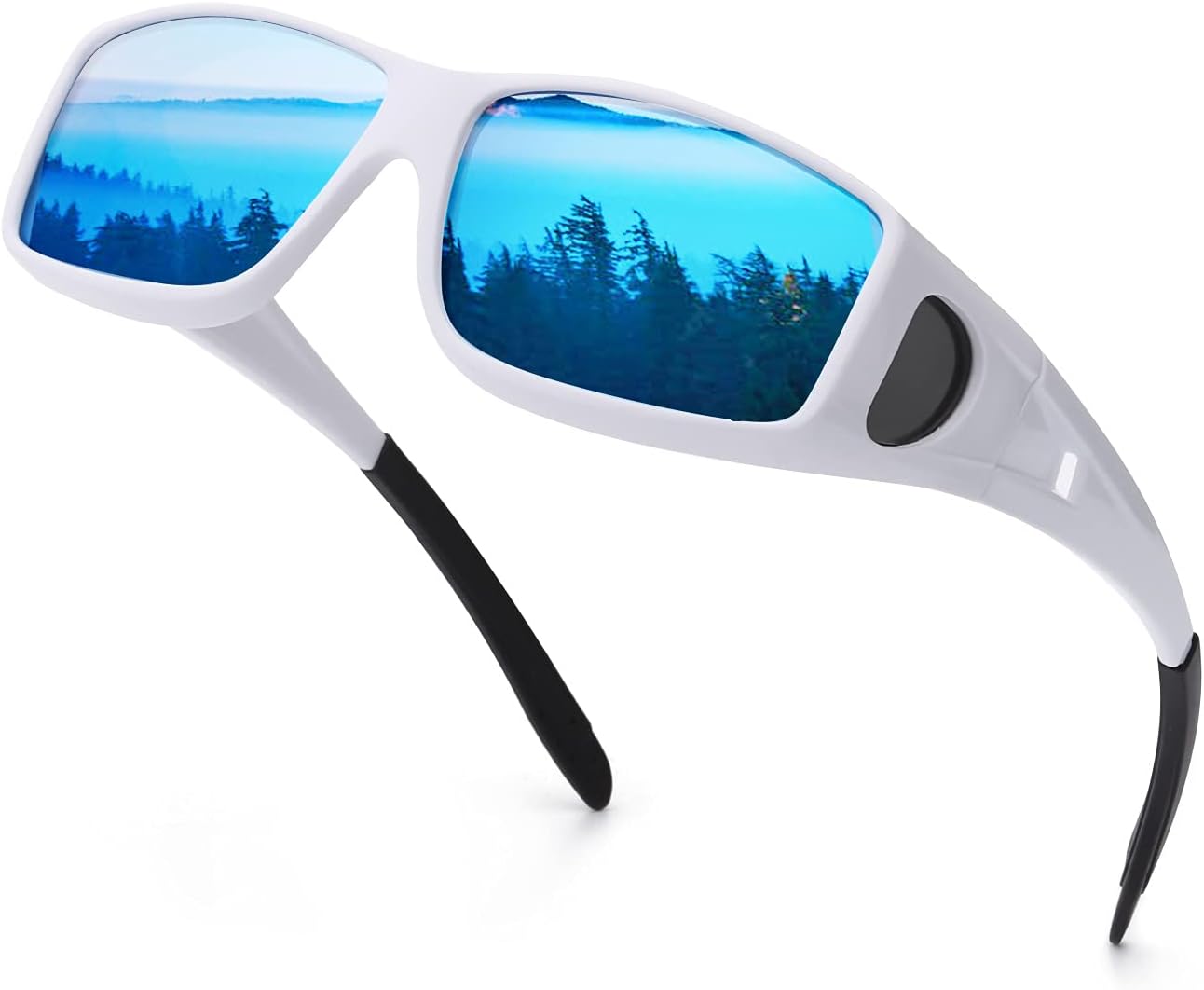 

Солнцезащитные очки IGnaef Fit Over Glasses для мужчин и женщин, поляризованные, обтекаемой формы, с защитой от УФ-излучения, A11 White Frame / Blue Mirrored Polarized Lenses