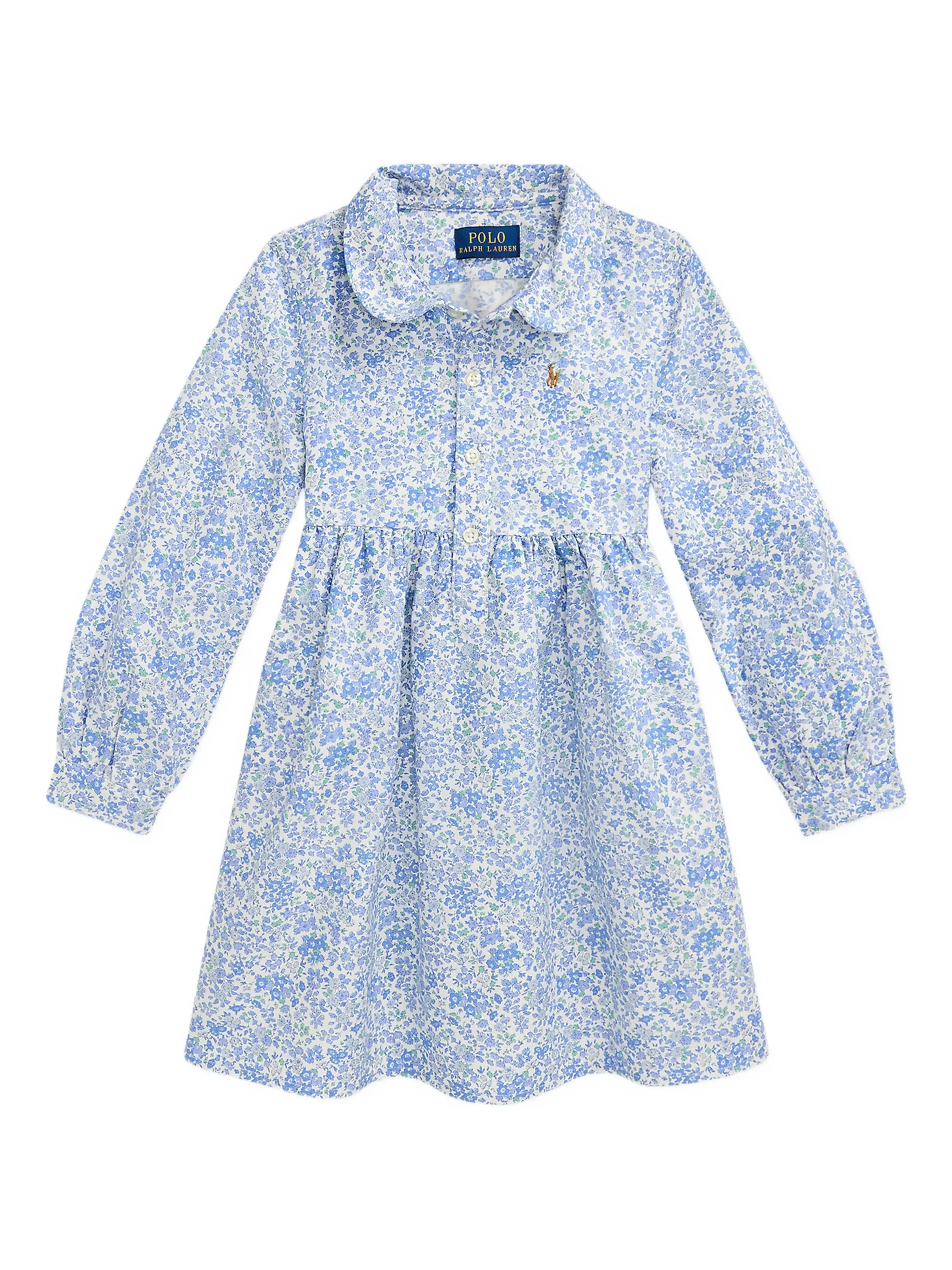

Платье-рубашка с цветочным принтом Polo Ralph Lauren Kids, синий