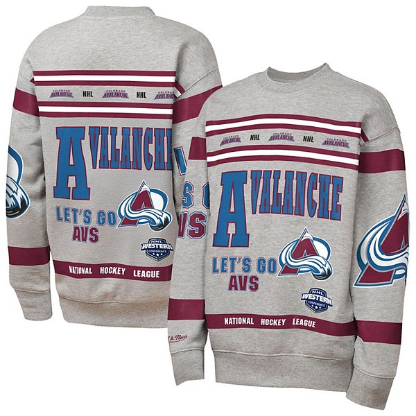 Флисовая толстовка Youth heather gray с принтом Colorado Avalanche Mitchell & Ness — фото 2