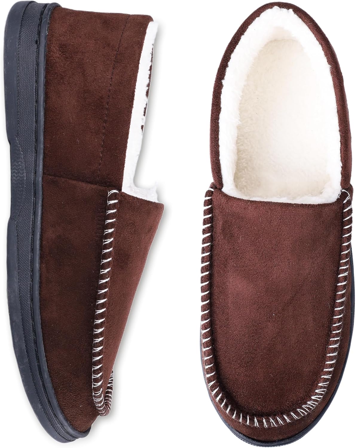 

Мужские мокасины тапочки для дома и улицы, теплые плюшевые тапочки с эффектом памяти Bessivic, Coffee