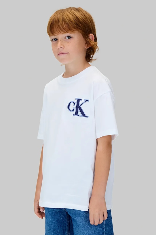 

Детская хлопковая футболка Calvin Klein Jeans, белый