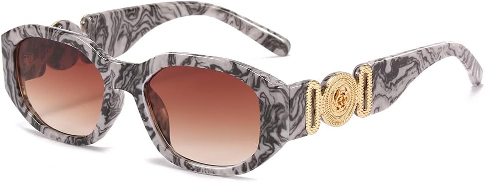 

Солнцезащитные очки LASPOR неправильной формы для женщин и мужчин, модные ретро-винтажные прямоугольные очки, шестиугольные солнцезащитные очки для вождения, защита от УФ-излучения UV400, Black Leopard