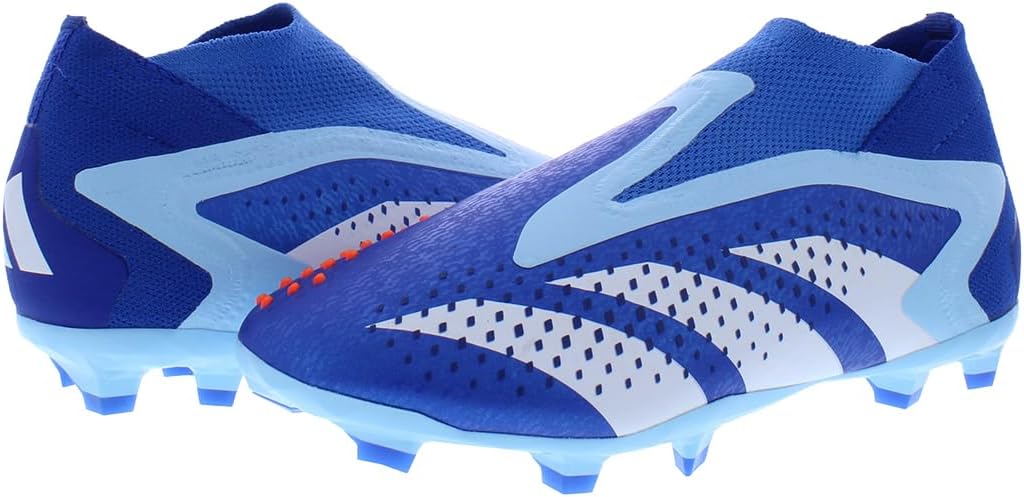 Детские кроссовки Adidas Accuracy.3 Predator без шнурков для твердого грунта (унисекс), белый/синий — фото 2