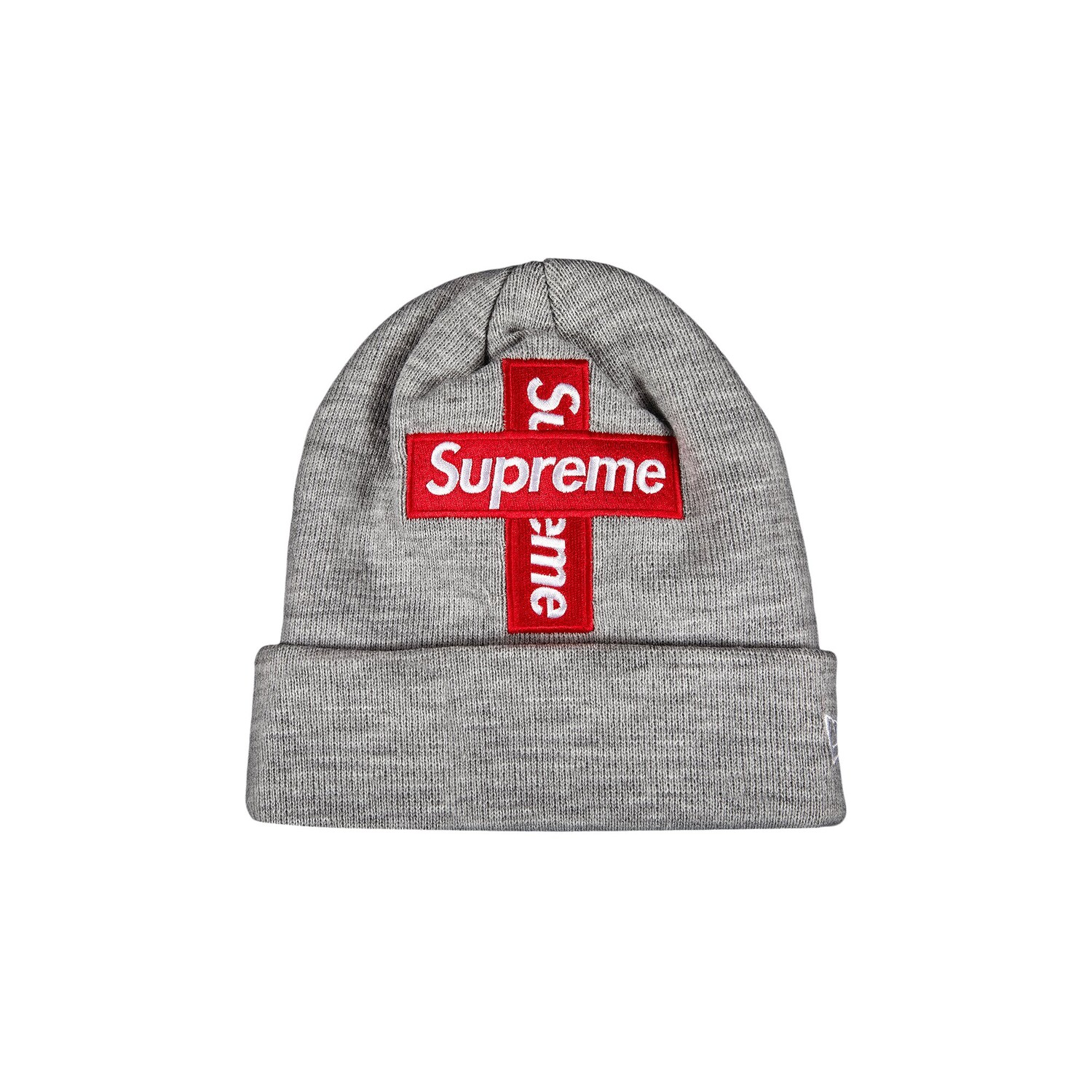 

Шапка-бини Supreme x New Era Cross Box Logo, Heather Grey