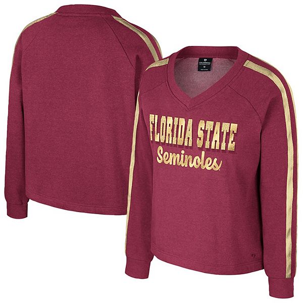 

Женская футболка с длинным рукавом и v-образным вырезом garnet florida state seminoles treasures Colosseum