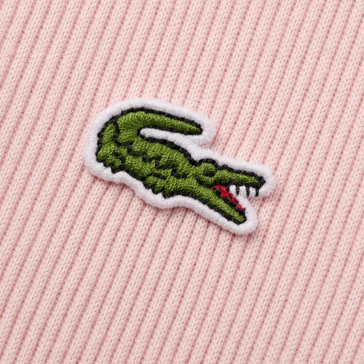 Футболка поло LACOSTE SS25 женская, розовая с белой отделкой — фото 4