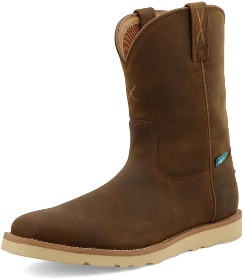 Ботинки Twisted X Men's 10 Work с подошвой на клиновидном каблуке, Distressed Saddle