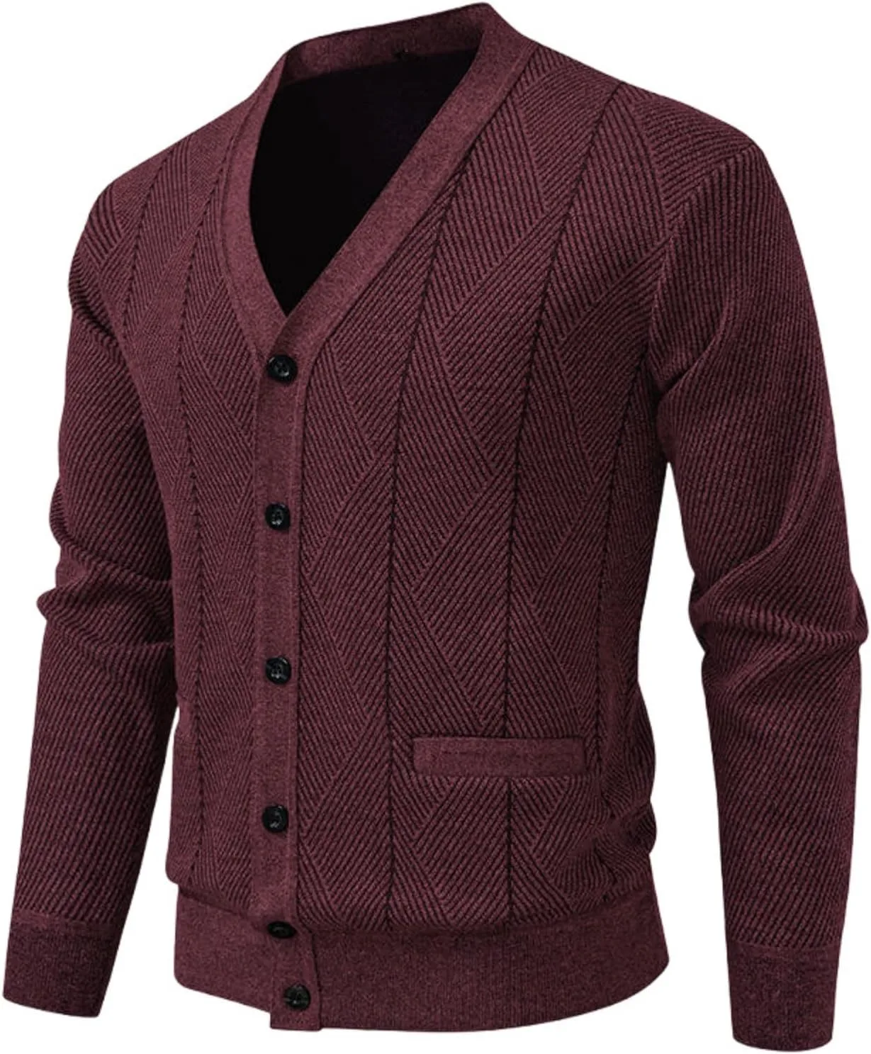 

Мужской вязаный кардиган с V-образным вырезом YEBAITOU