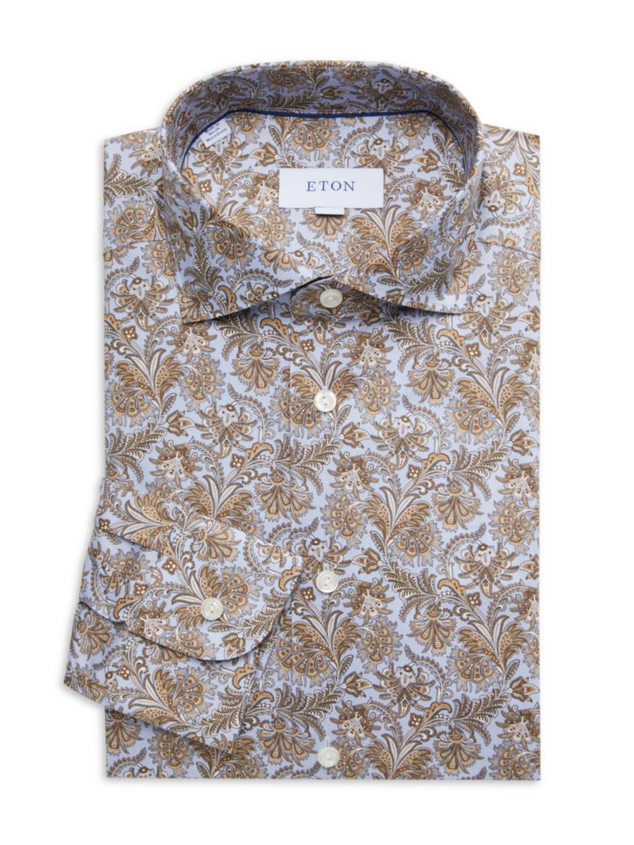 

Рубашка облегающего кроя с принтом Eton, цвет Brown Blue