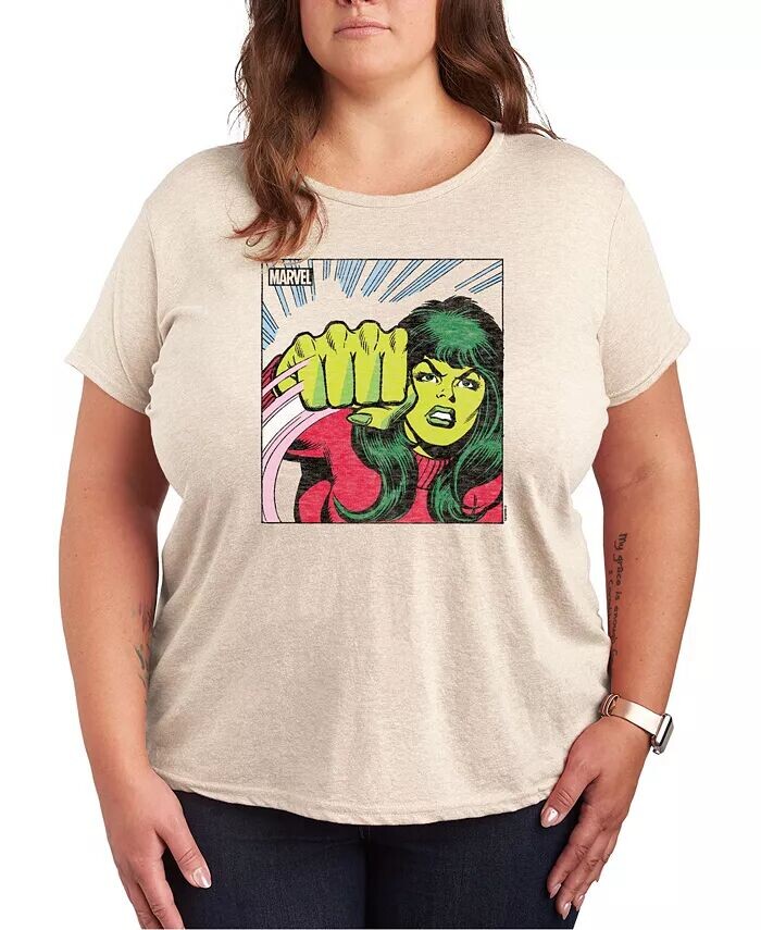 

Футболка с круглым вырезом Marvel She Hulk большого размера Hybrid Apparel, коричневый/бежевый