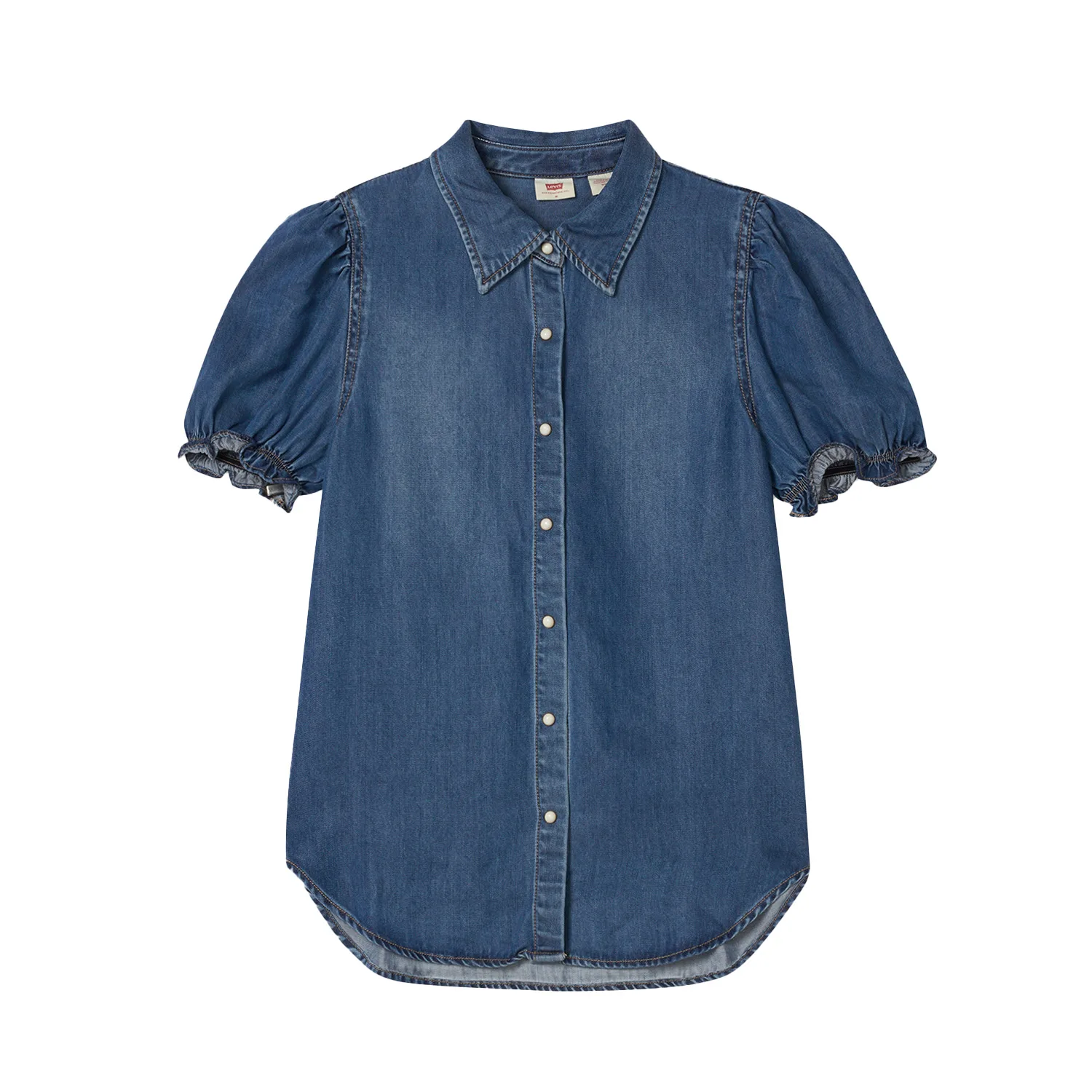 Levis Рубашка Women's Blue Lapel Moderate Denim