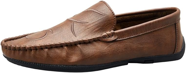 

Мужские черные кожаные лоферы, стильные обувь на плоской подошве с контрастной отделкой, комфортная и элегантная повседневная обувь Aokisx