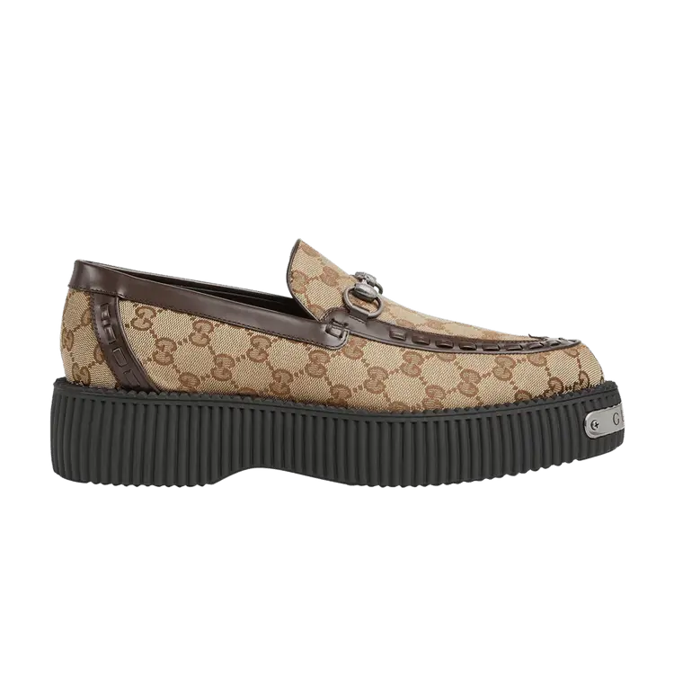 

Кроссовки Gucci Horsebit Creeper Loafer GG Canvas - Beige Ebony, желто-коричневый