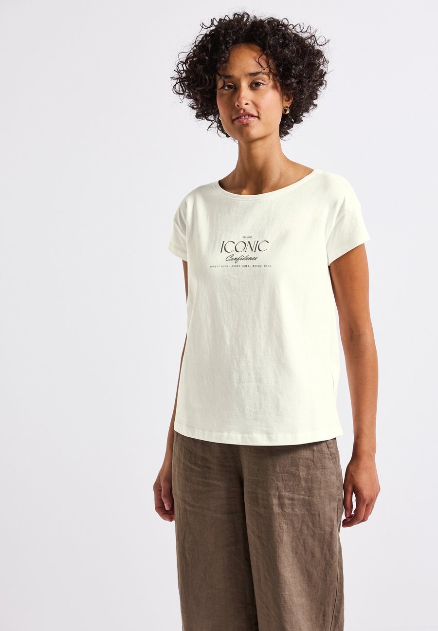 

Футболка Street One Print T-shirt, Weiß/Off-White, Белый, Футболка Street One Print T-shirt, Weiß/Off-White