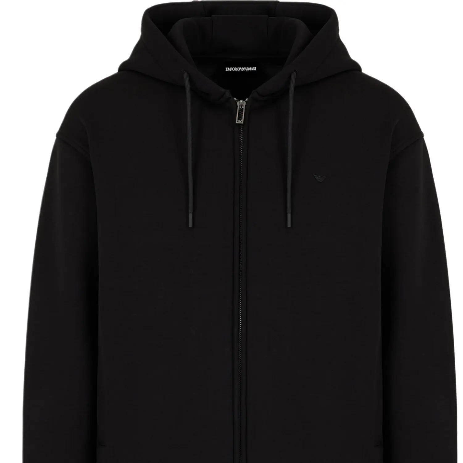 EMPORIO ARMANI Толстовка с вышитым логотипом на молнии и шнурком, Black — фото 3