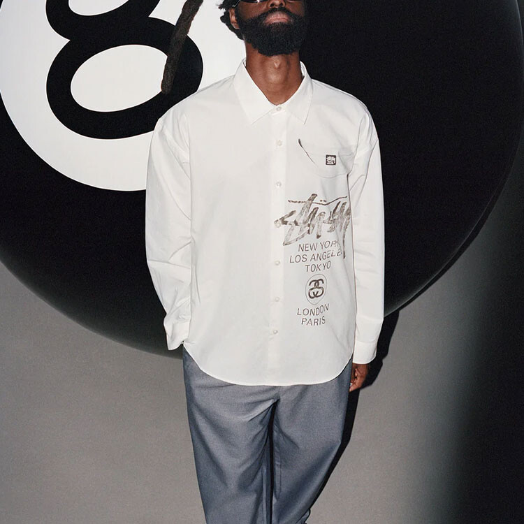Мужская рубашка World Cruise Series белого цвета Stussy, белый — фото 3