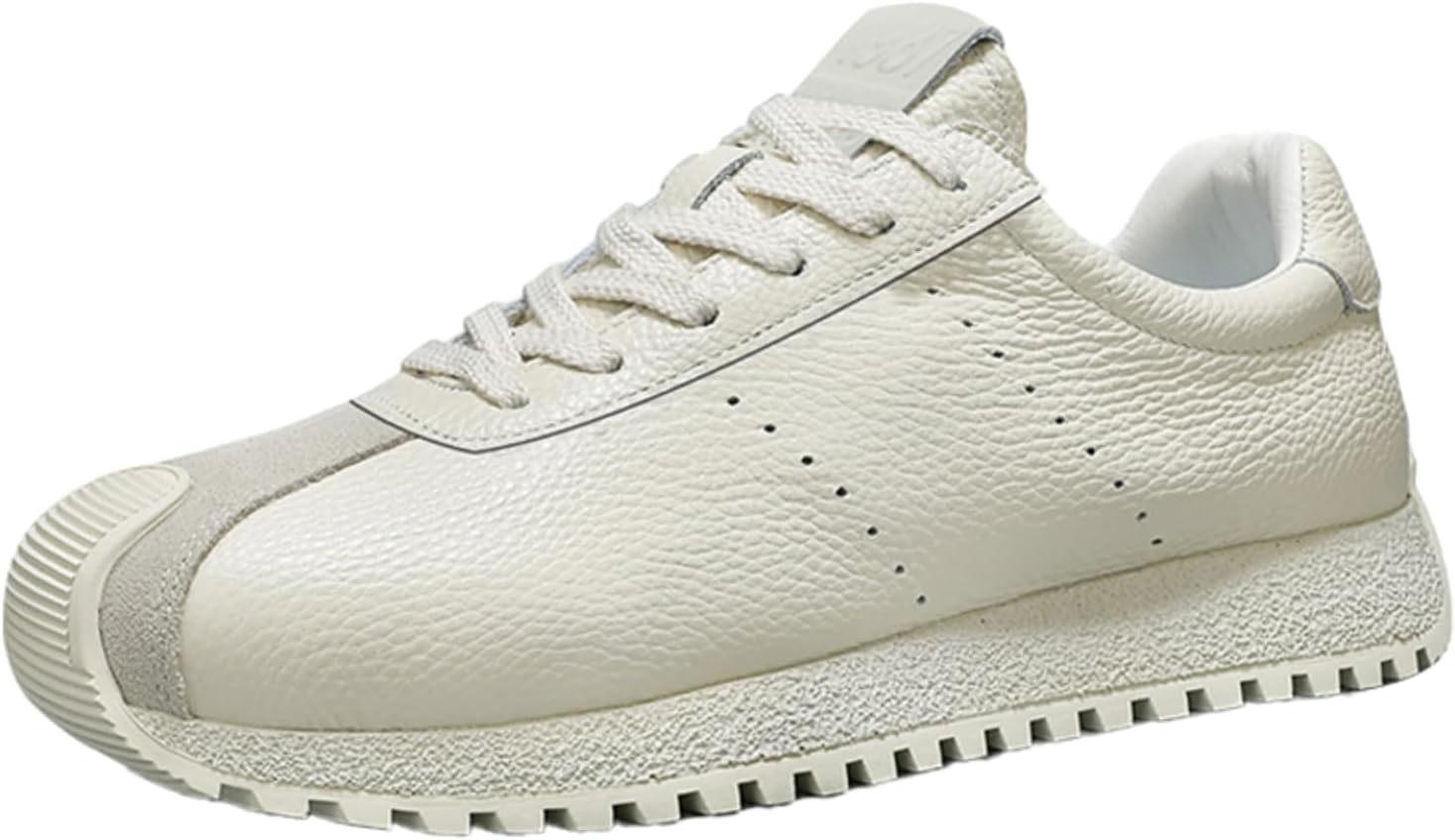 

Мужские повседневные кожаные кроссовки - ретро низкие - верх из дышащей натуральной кожи, удобные и легкие для повседневной носки и путешествий Khwfjas, бежевый