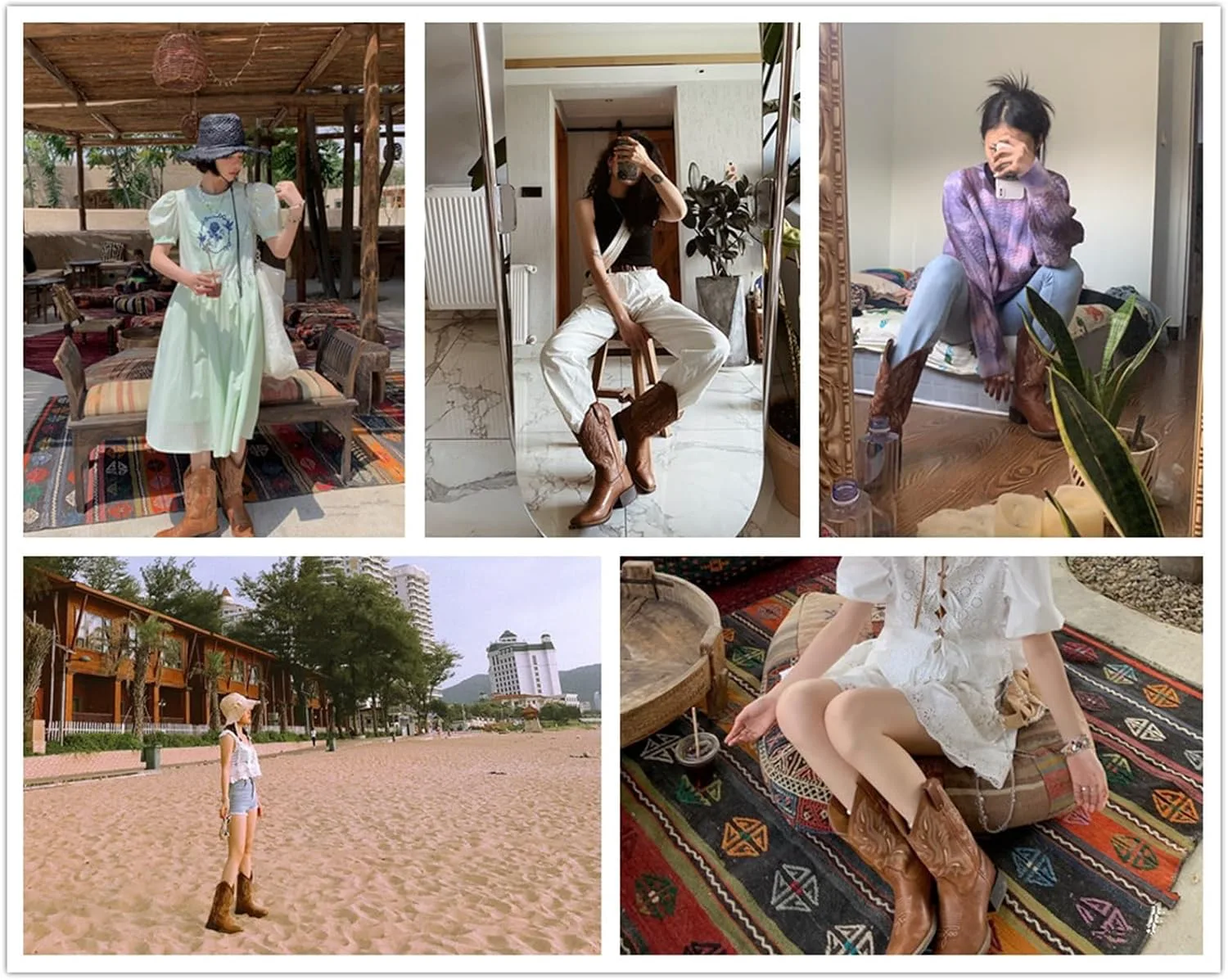 Женские сапоги средней длины TOSOFT Fashion, ковбойские, осенне-зимние, больших размеров, ретро, с острым носком и массивным каблуком — фото 4