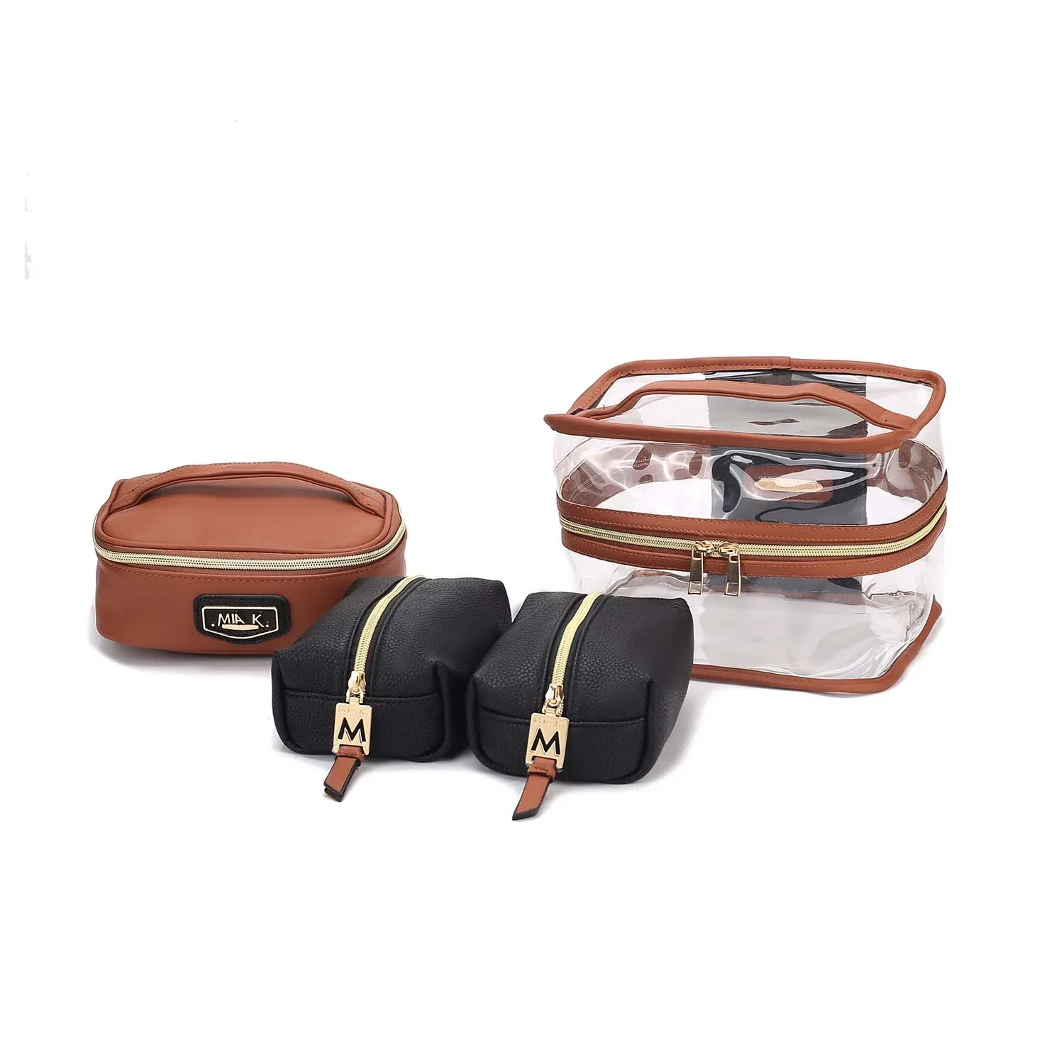 Набор прозрачных косметичек Emma от Mia K MKF Collection By Mia K, Black-Cognac
