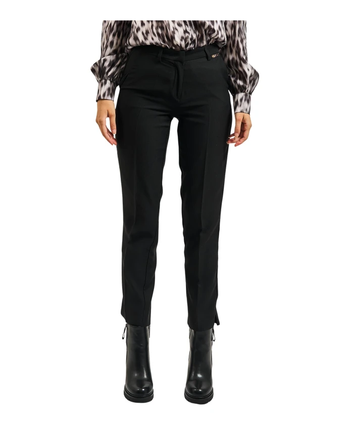 

Черные укороченные брюки с застежкой на пуговицы Silvian Heach, черный