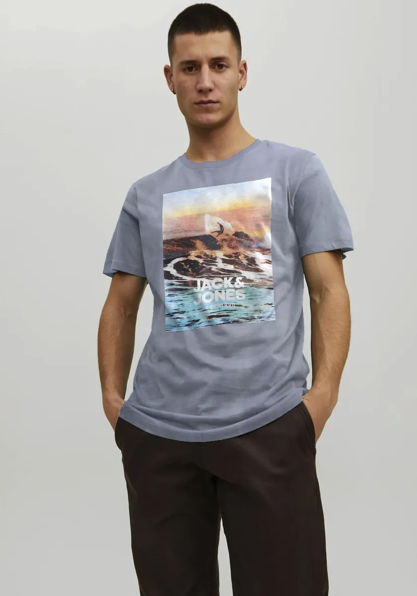 

Рубашка Jack & Jones с круглым вырезом "JJGEM TEE SS CREW NECK", цвет Flint Stone
