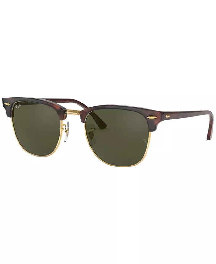 

Унисекс солнцезащитные очки с низкой переносицей, RB3016F CLUBMASTER CLASSIC 55 Ray-Ban, коричневый