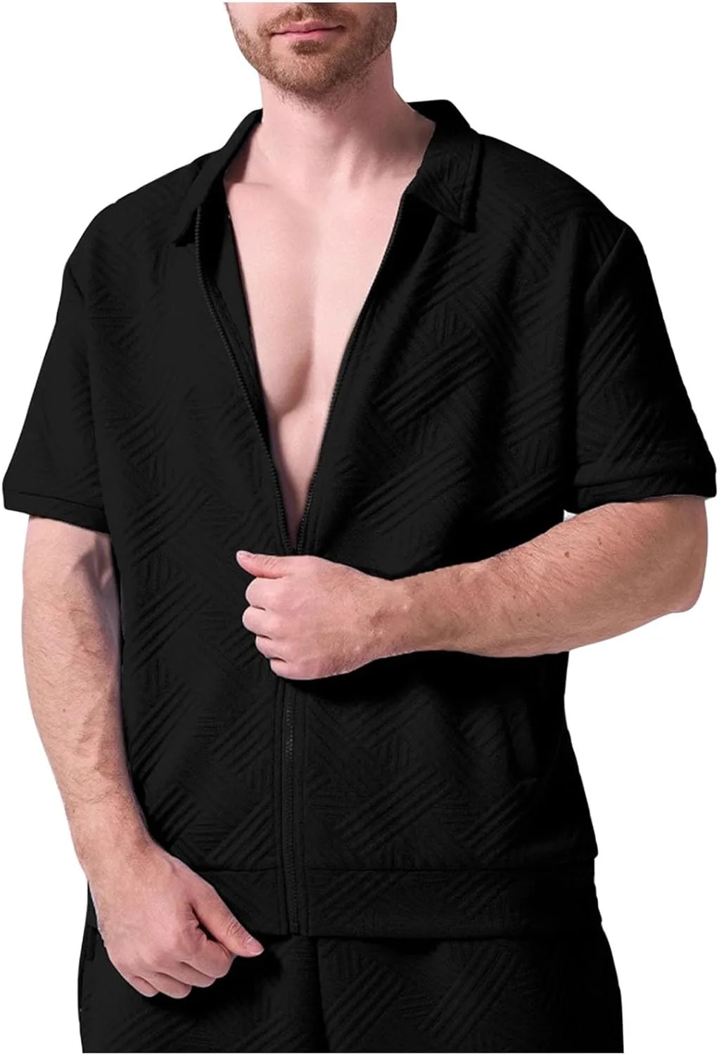 

Мужская вязаная рубашка Vintage Casual с полной застежкой-молнией Xiaojmake