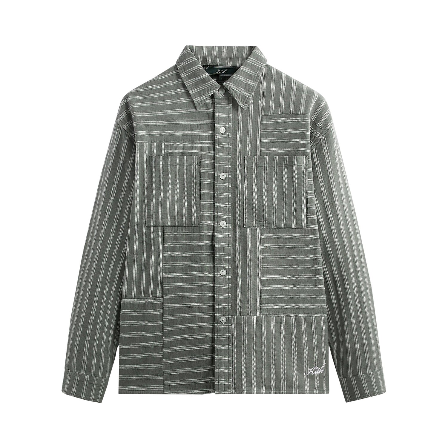 

Джинсовая рубашка Jaydin в полоску Kith Stripe, цвет Сталь