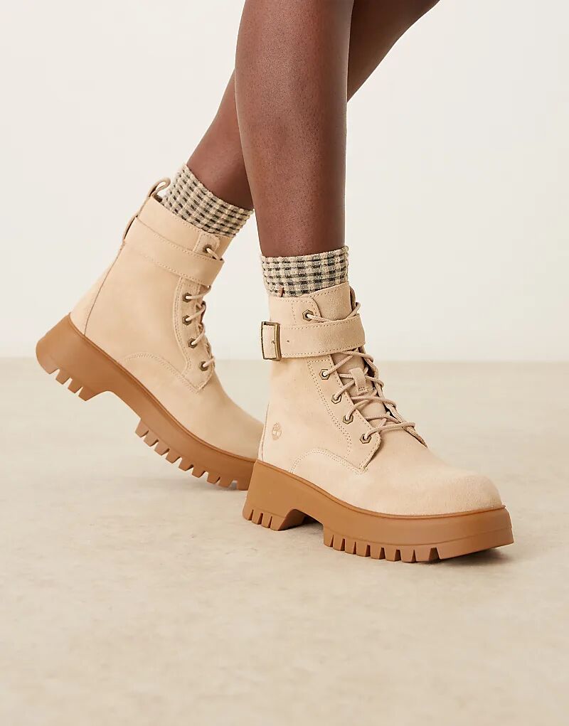 Ботинки Timberland Cora Valley на шнурках светло-бежевого цвета — фото 2