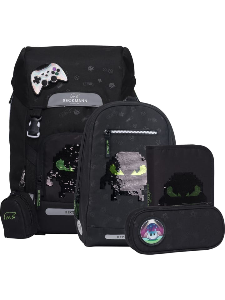 

BECKMANN Классический школьный рюкзак Maxi, 6 предметов, цвет Pixel, черный
