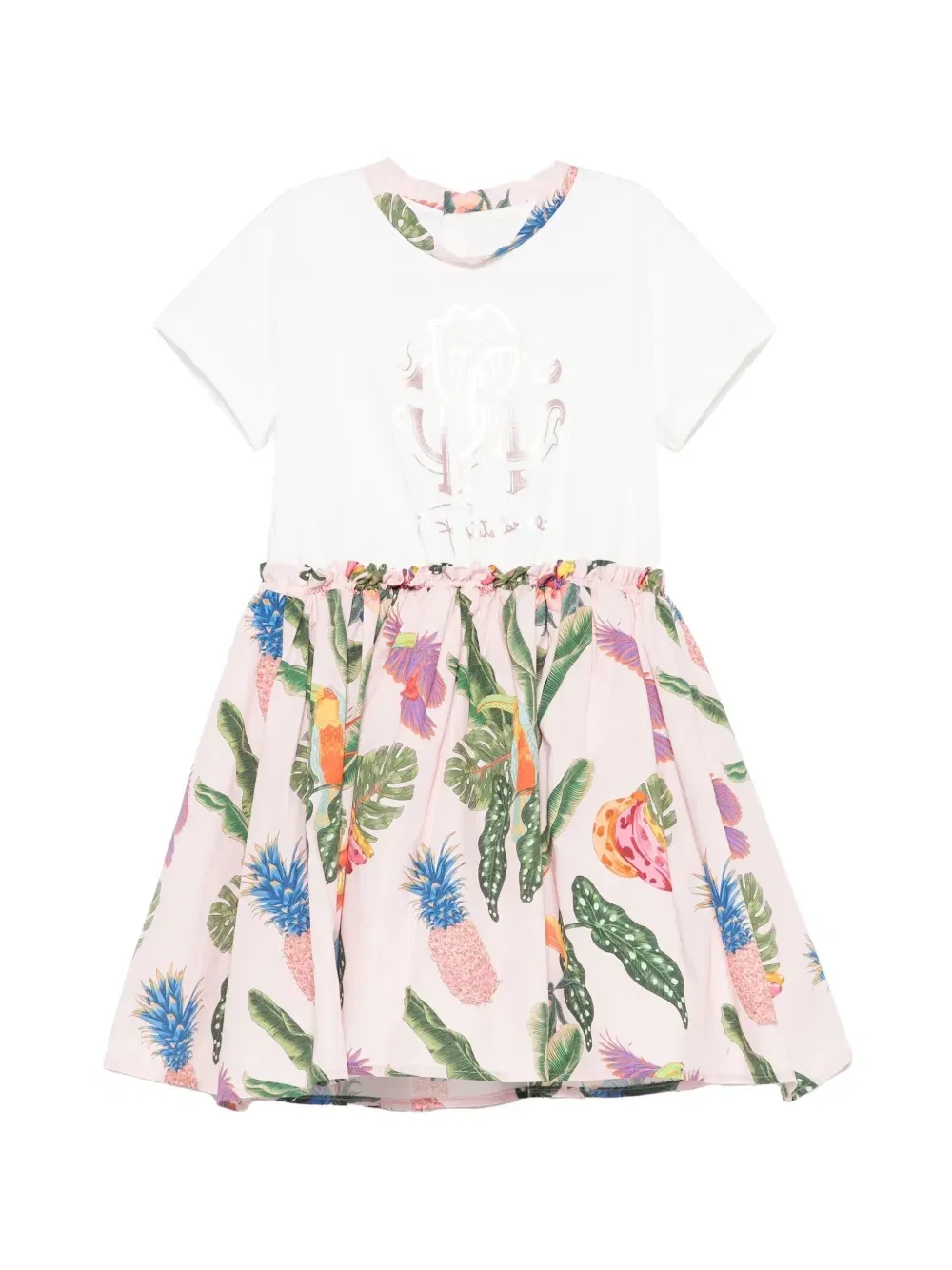 Платье с принтом и логотипом Roberto Cavalli Junior, белый