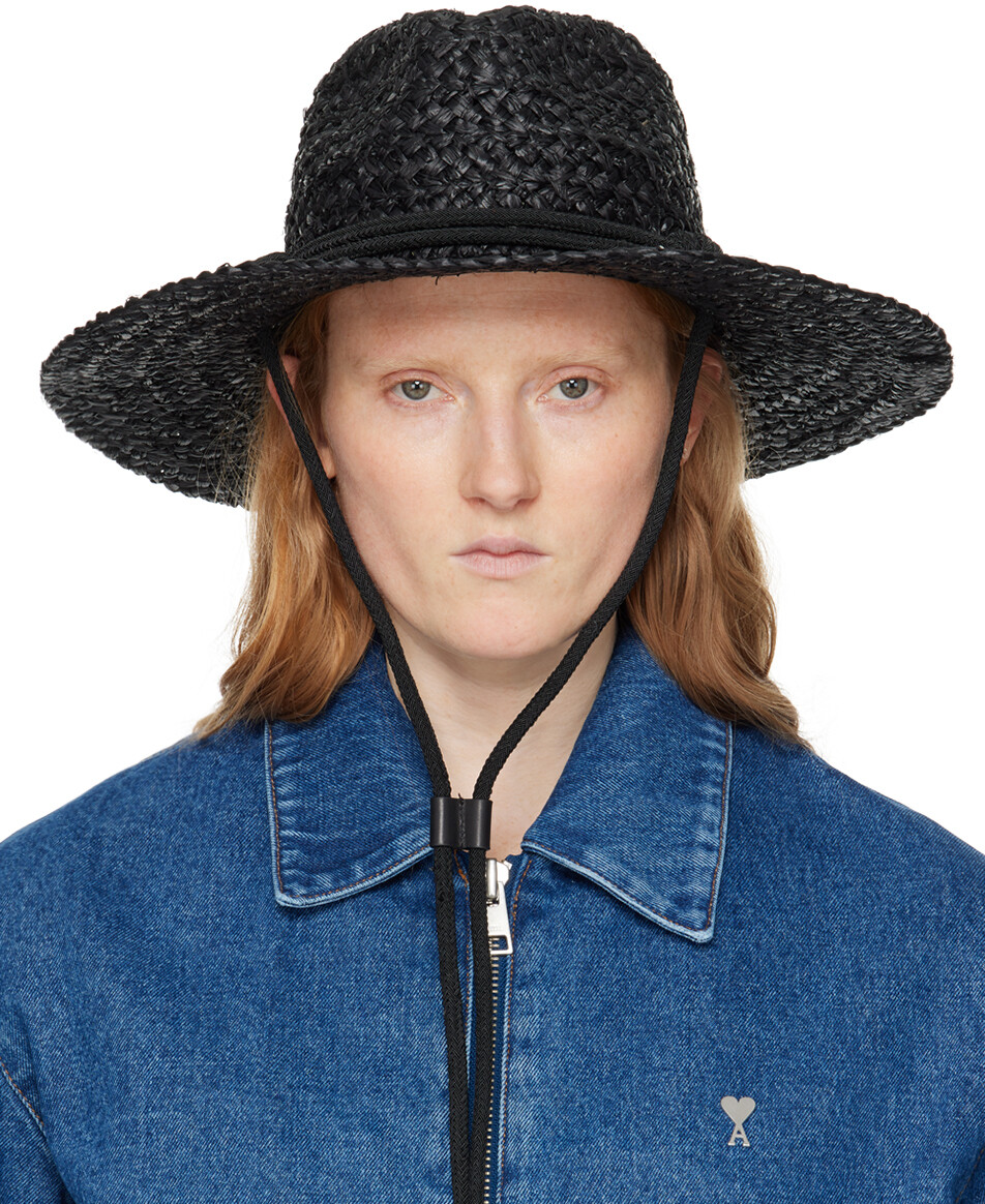 

Черная плетеная соломенная панама Rag & Bone