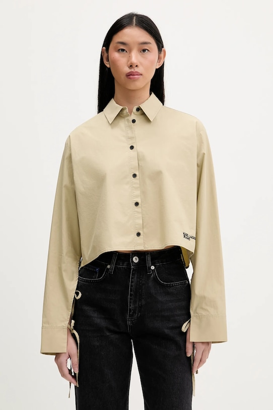 

Хлопковая рубашка Karl Lagerfeld Jeans, бежевый