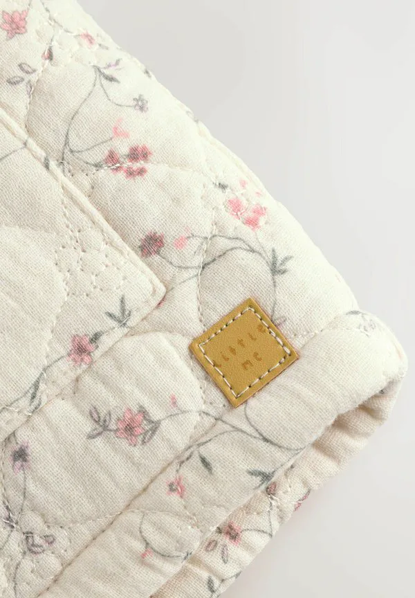 Зимнее пальто прямого кроя из жатой ткани Next, Ecru Floral — фото 4